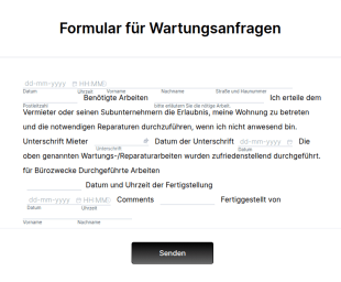 Formular Für Wartungsanfragen