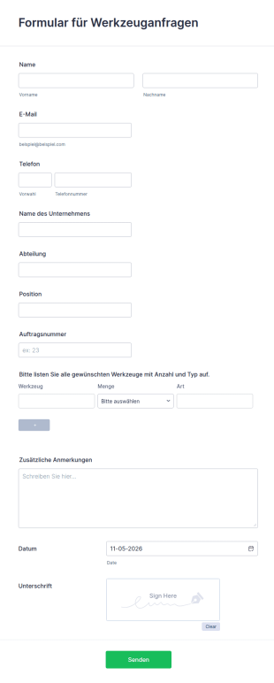 Formular Für Werkzeuganfragen