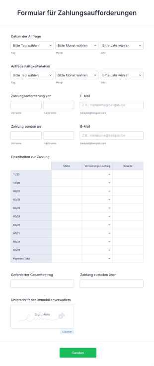 Formular Für Zahlungsaufforderungen