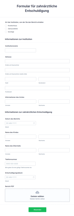 Formular Für Zahnärztliche Entschuldigung