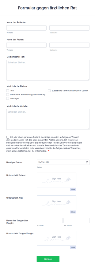 Formular Gegen ärztlichen Rat