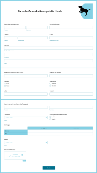 Formular Gesundheitszeugnis Für Hunde Form Template