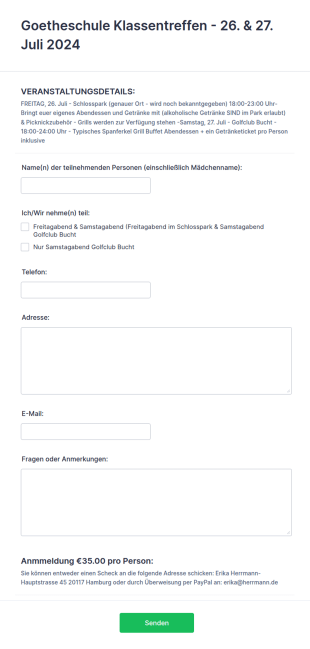 Formular Klassentreffen