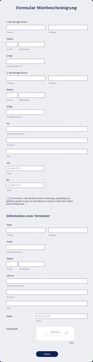Formular Mietbescheinigung