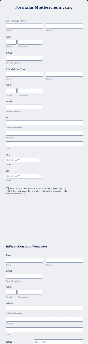 Formular Mietbescheinigung