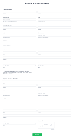 Formular Mietbescheinigung Form Template