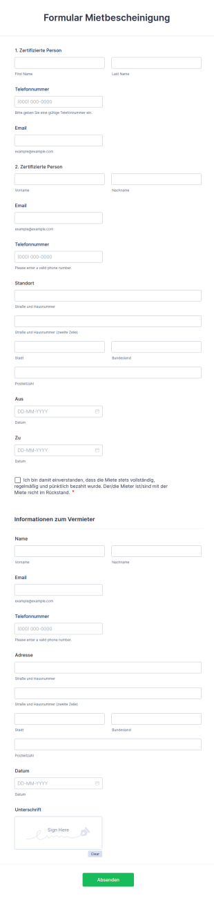 Formular Mietbescheinigung