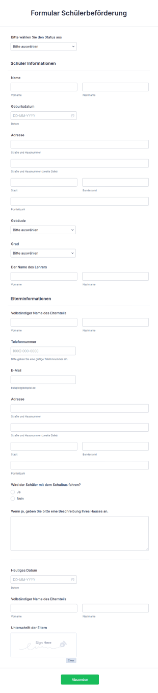 Formular Schülerbeförderung