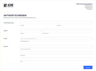Formular Veranstaltungsantwortschreiben Form Template