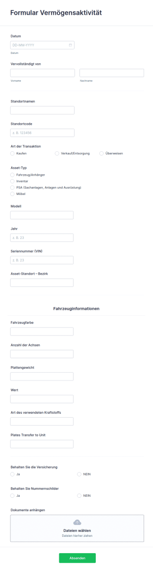 Formular Vermögensaktivität