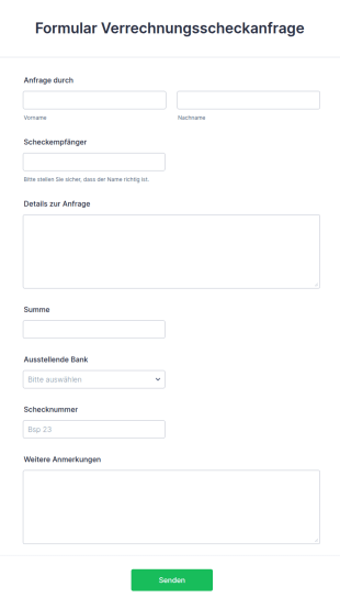 Formular Verrechnungsscheckanfrage