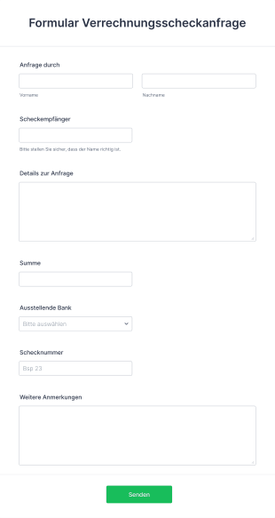 Formular Verrechnungsscheckanfrage
