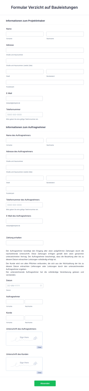 Formular Verzicht Auf Bauleistungen