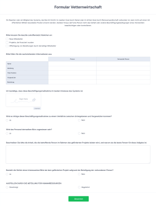 Formular Vetternwirtschaft