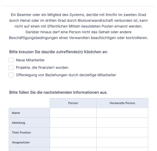 Formular Vetternwirtschaft