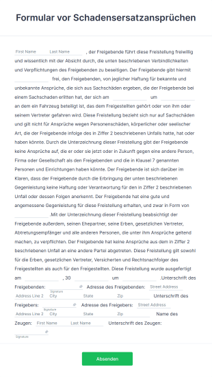 Formular Vor Schadensersatzansprüchen