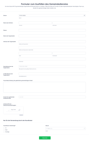 Formular Zum Ausfüllen Des Gemeindedienstes