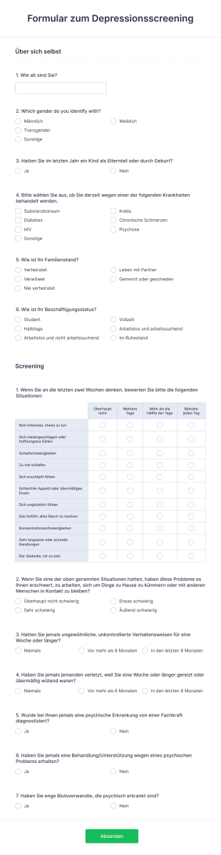 Formular Zum Depressionsscreening