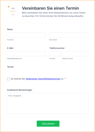 Formular Zum Einkaufen Mit Termin Form Template