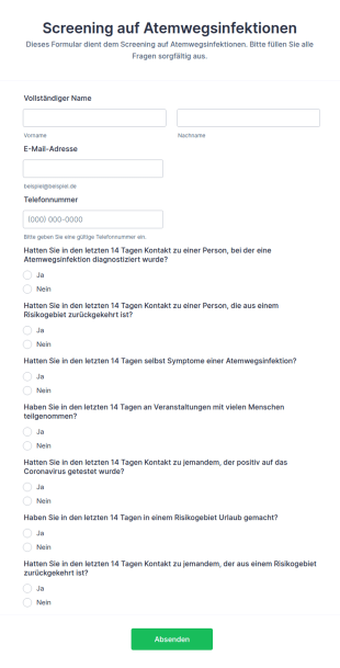Formular Zum Screening Auf Atemwegsinfektionen