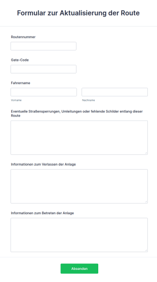 Formular Zur Aktualisierung Der Route