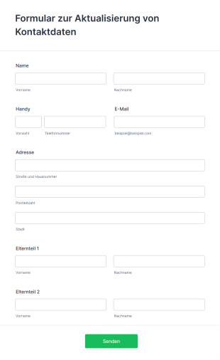 Formular Zur Aktualisierung Von Kontaktdaten