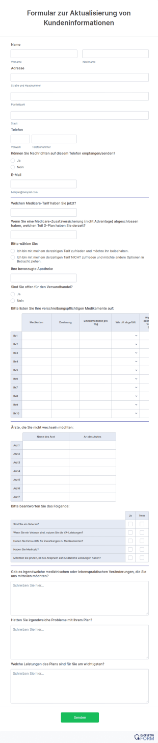 Formular Zur Aktualisierung Von Kundeninformationen