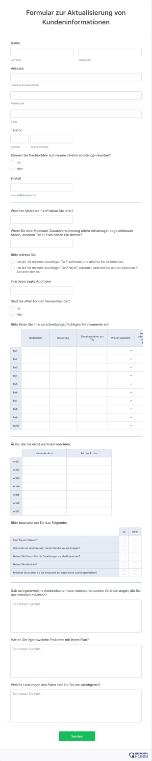 Formular Zur Aktualisierung Von Kundeninformationen
