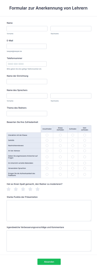 Formular Zur Anerkennung Von Lehrern