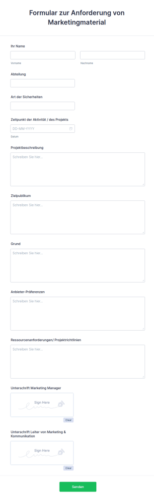 Formular Zur Anforderung Von Marketingmaterial