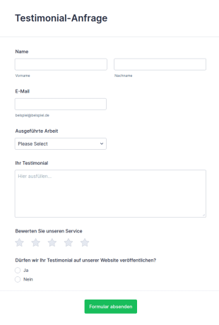 Formular Zur Anfrage Eines Testimonials