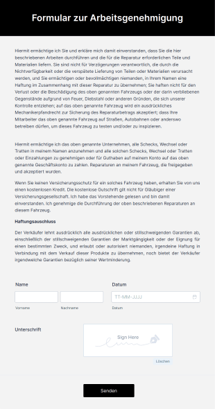 Formular Zur Arbeitsgenehmigung
