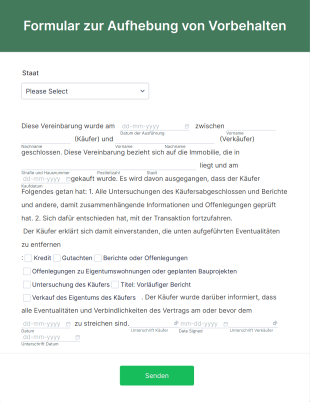 Formular Zur Aufhebung Von Vorbehalten Form Template