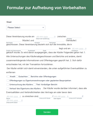 Formular Zur Aufhebung Von Vorbehalten