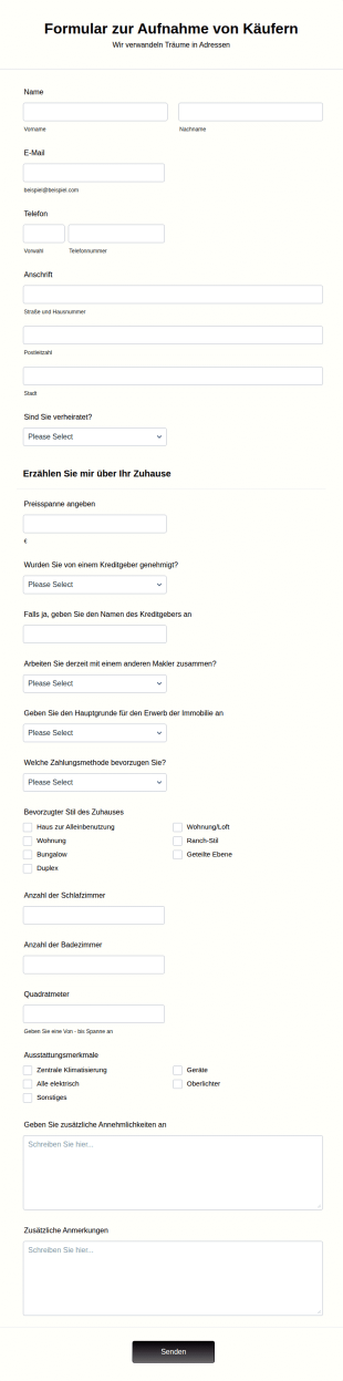 Formular Zur Aufnahme Von Käufern
