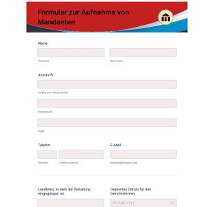Formular Zur Aufnahme Von Mandanten