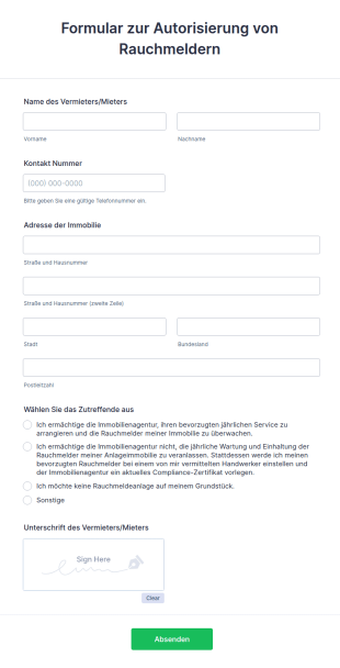 Formular Zur Autorisierung Von Rauchmeldern