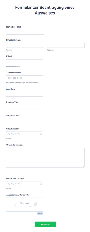 Formular Zur Beantragung Eines Ausweises