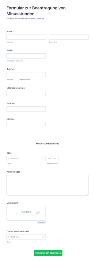 Formular Zur Beantragung Von Minusstunden