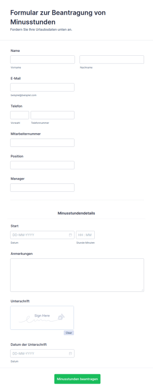 Formular Zur Beantragung Von Minusstunden