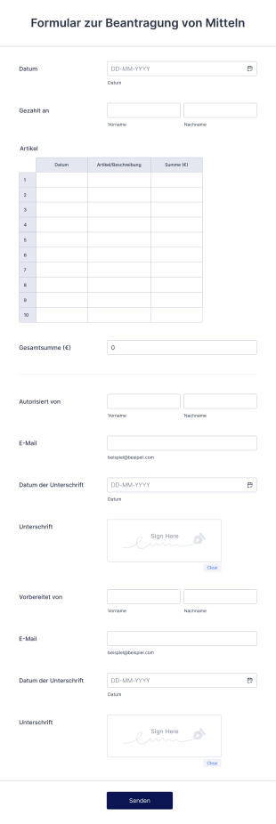 Formular Zur Beantragung Von Mitteln Form Template