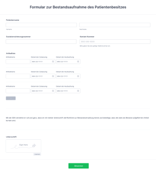 Formular Zur Bestandsaufnahme Des Patientenbesitzes Form Template