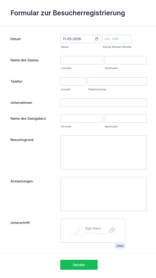 Formular Zur Besucherregistrierung