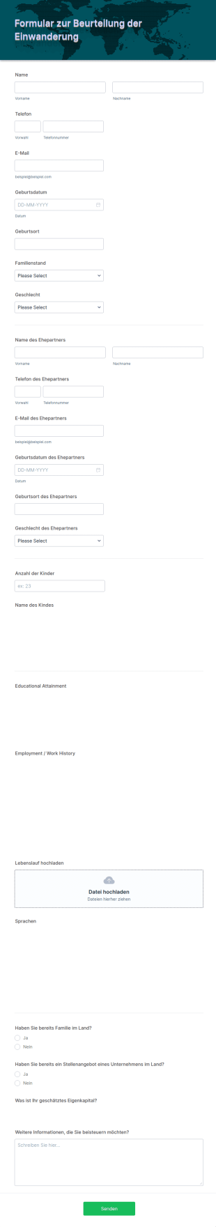 Formular Zur Beurteilung Der Einwanderung
