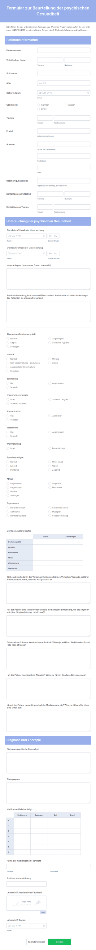Formular Zur Beurteilung Der Psychischen Gesundheit