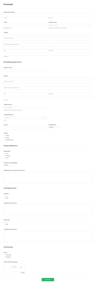 Formular Zur Bewerbungsüberprüfung Form Template