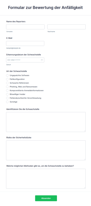Formular Zur Bewertung Der Anfälligkeit