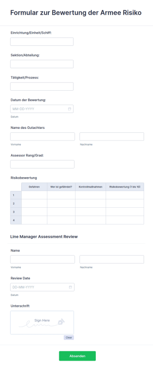 Formular Zur Bewertung Der Armee Risiko