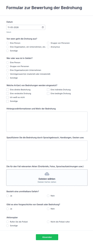 Formular Zur Bewertung Der Bedrohung