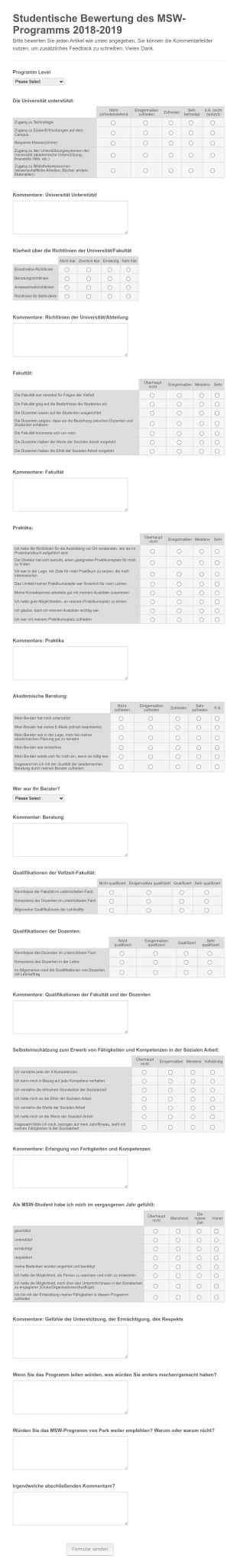 Formular Zur Bewertung Des Masterprogramms Form Template